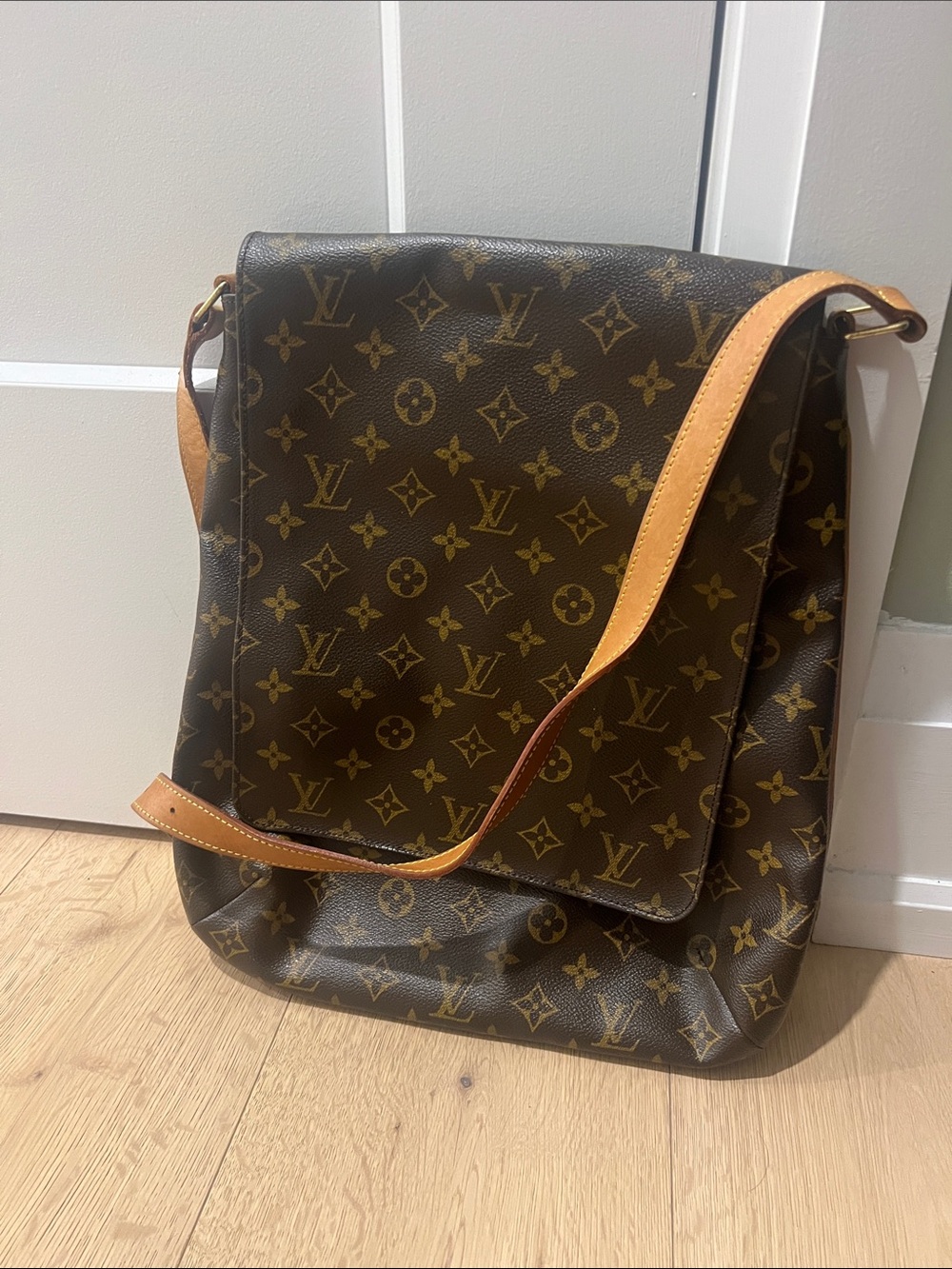 Louis Vuitton Brown Monogram Messenger Bag with Vachetta Strap